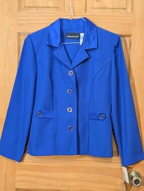 NWT Sag Harbor Dress Blazer Jacket Royal Blue Polyester Sz 8 Career Office VTG